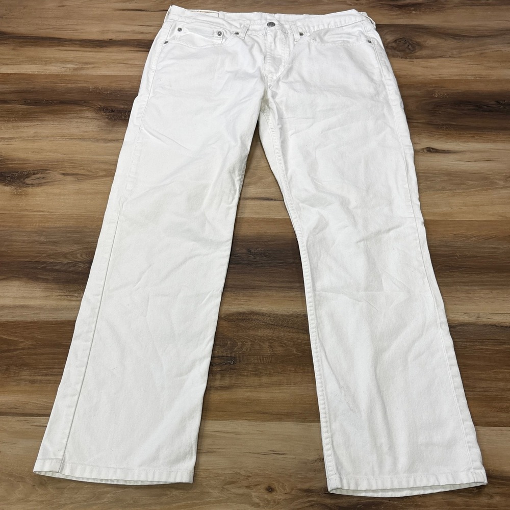 Levi's 514 Straight Leg Jeans W34 L32 White Denim Stretch Pants Modern - Picture 9 of 9